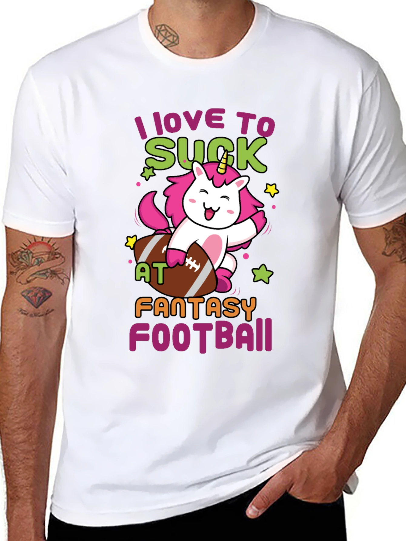 Black Unicorn Fantasy Football T-Shirt - I Love To Suck At... view 8