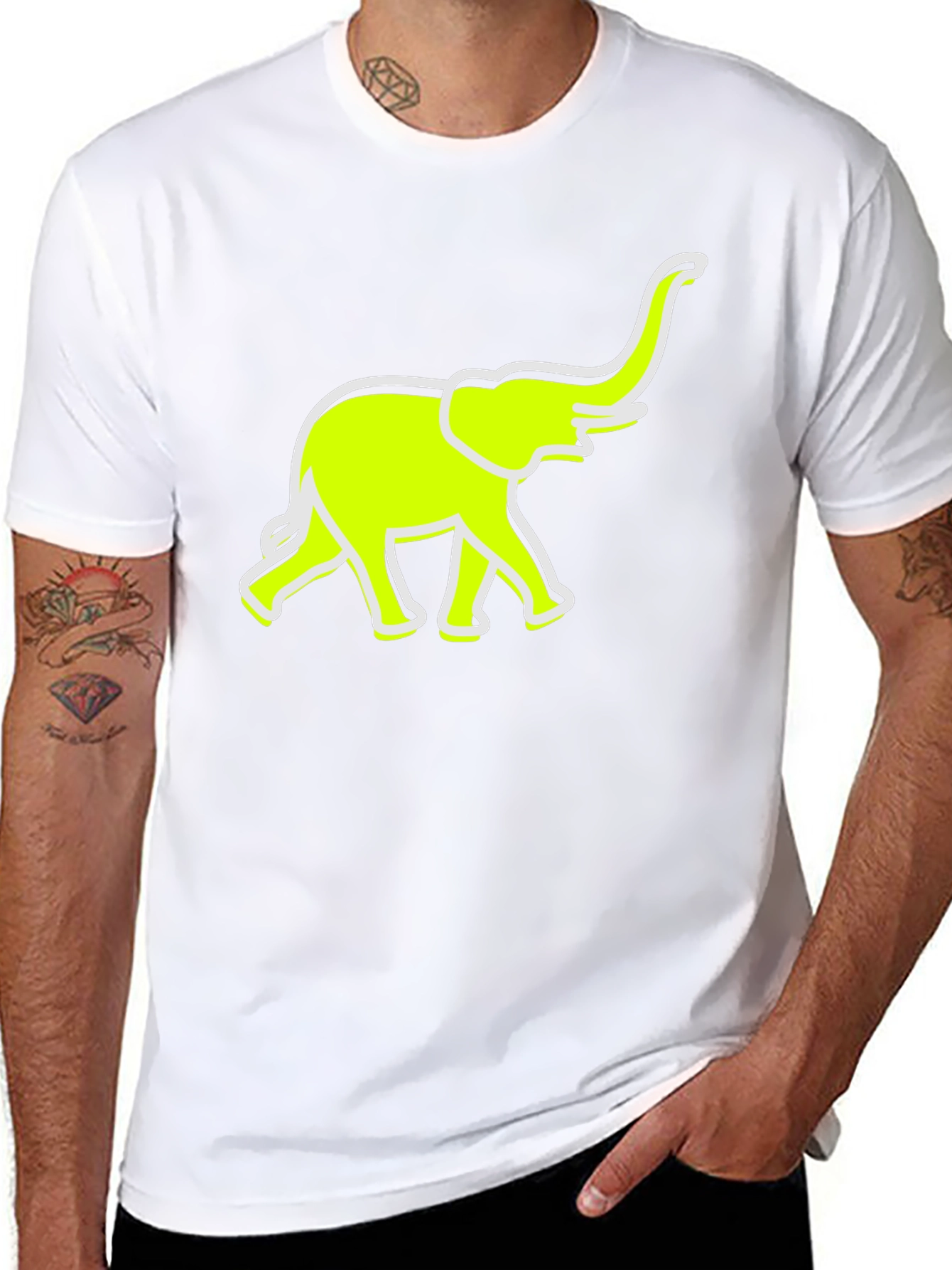 Black Neon Elephant Graphic Tee - Casual Comfort view 8
