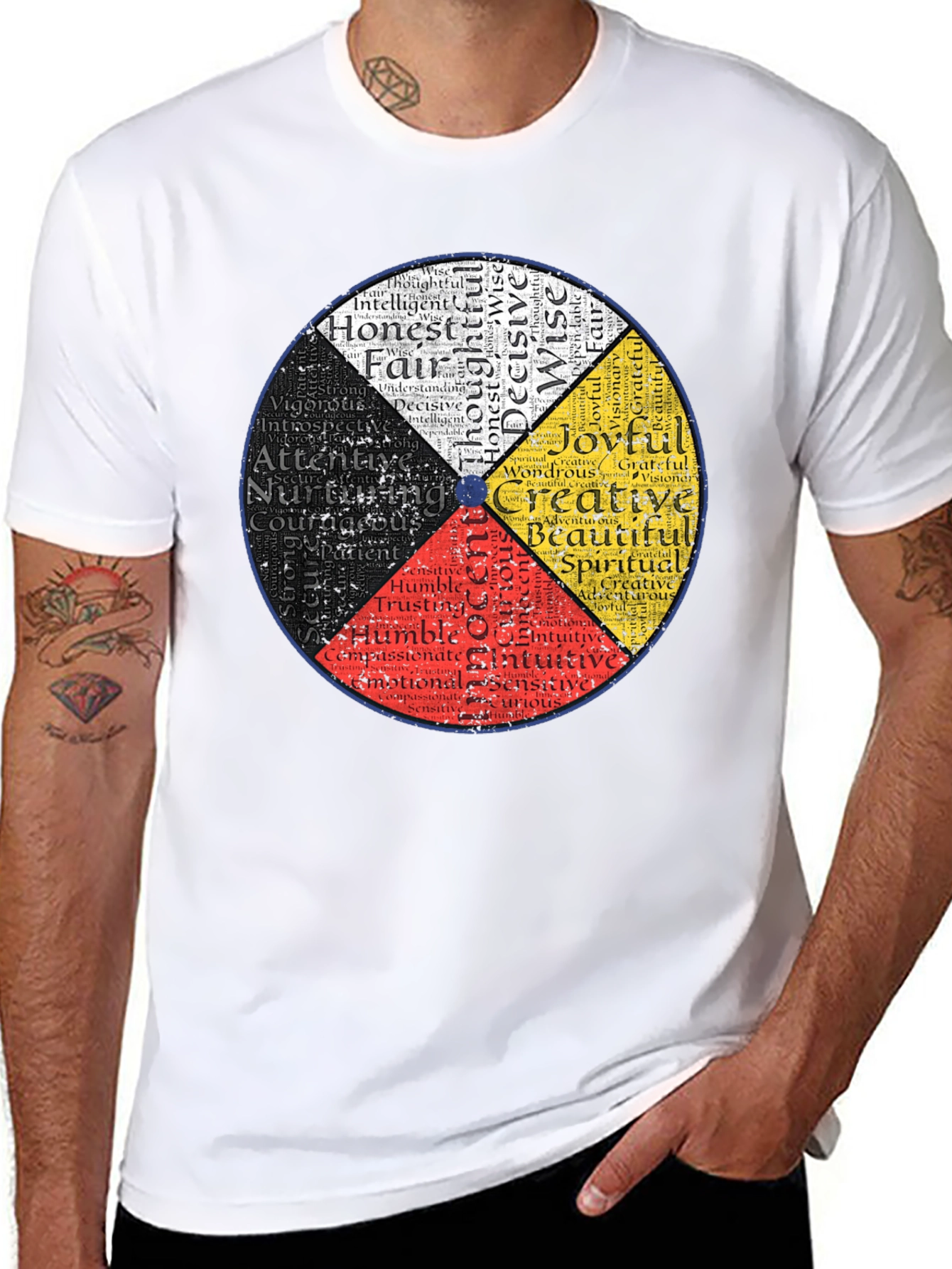 Black Medicine Wheel Black T-Shirt: Indigenous Wisdom Design view 8