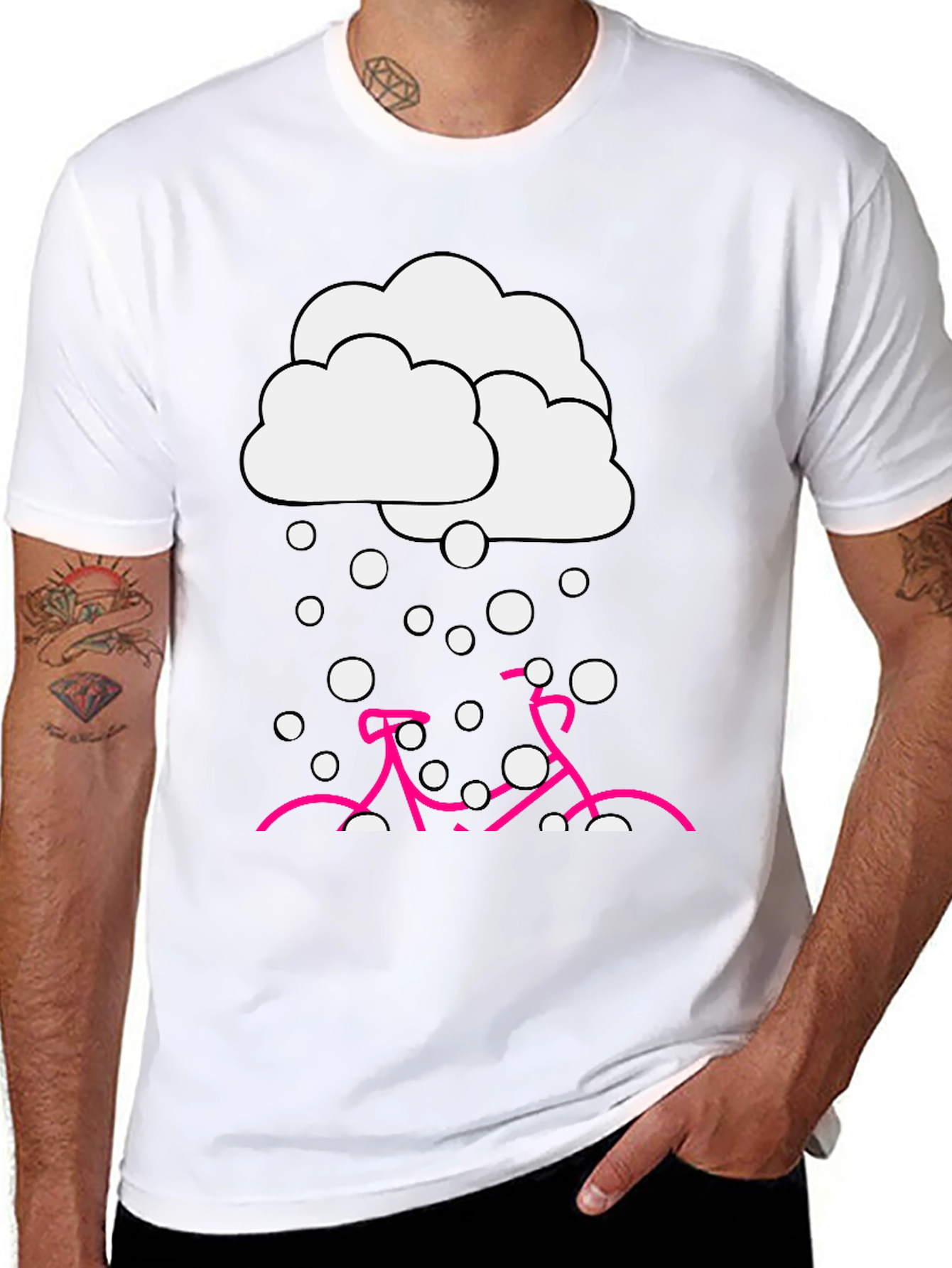 Snowy Bike Graphic Tee - Black Cotton Blend - 8
