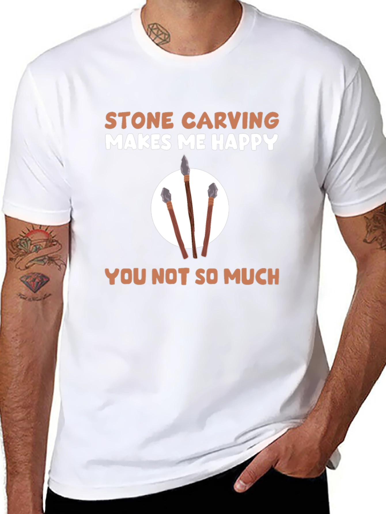Black Stone Carving Makes Me Happy T-Shirt view 8