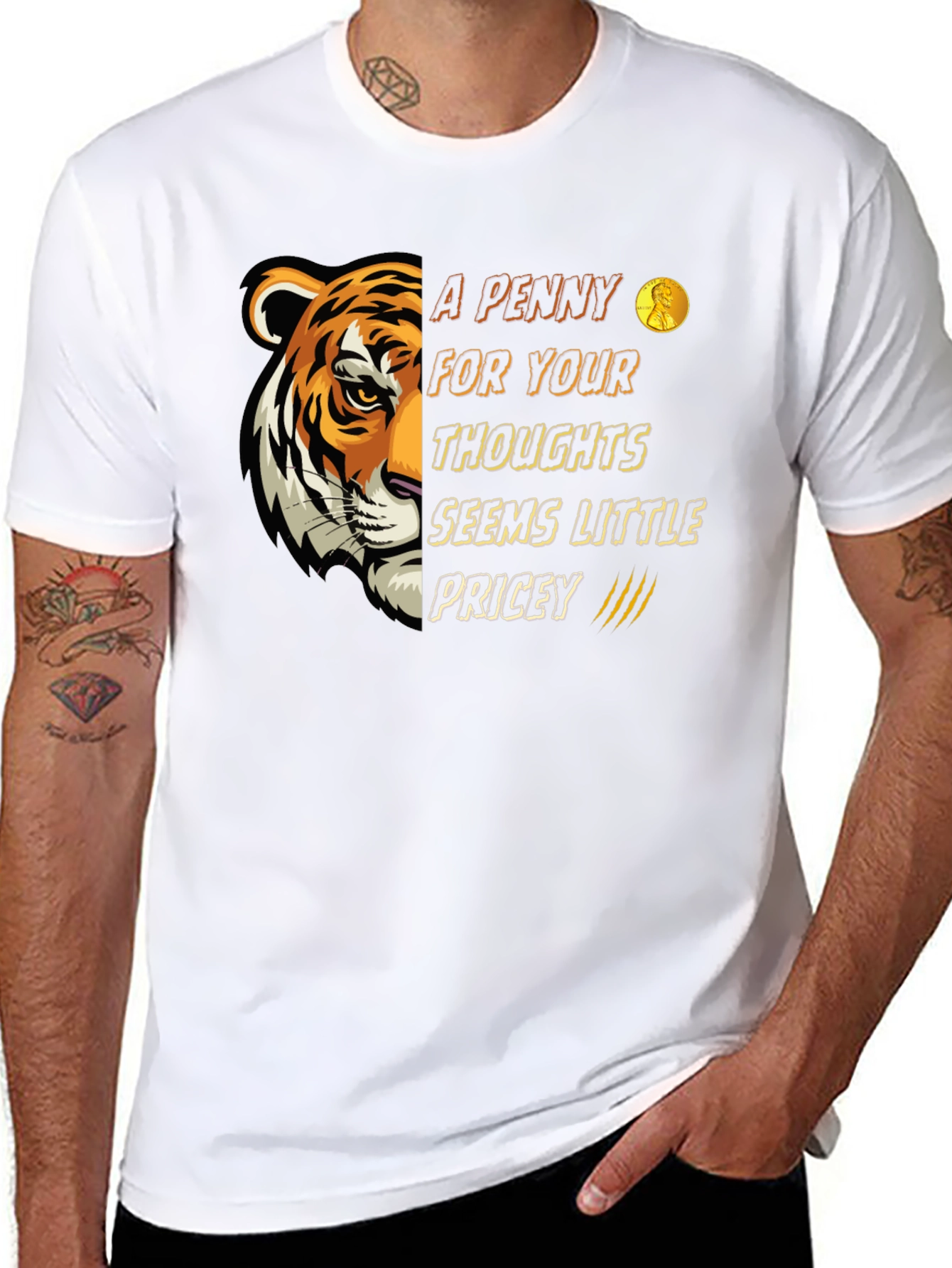 Black A Penny For Your Thoughts Tiger Graphic T-Shirt view 8