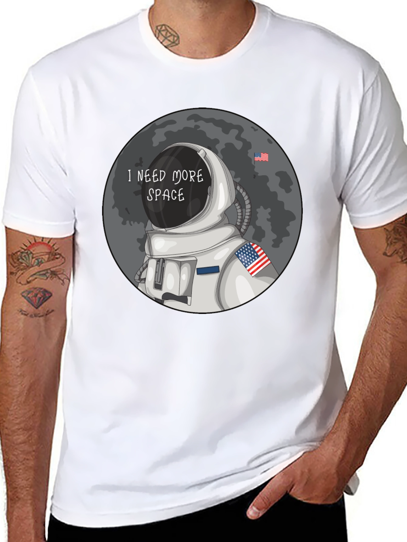Black I Need More Space T-Shirt - Astronaut Design view 8