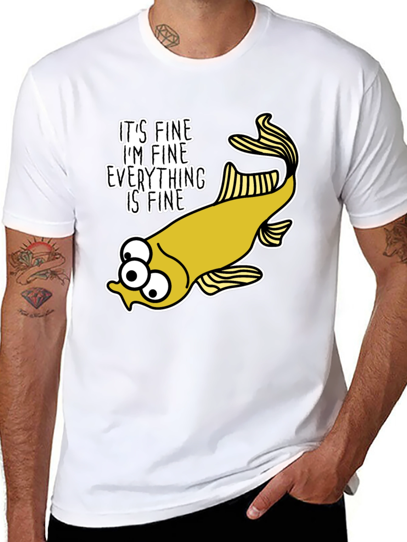 Black It's Fine Fish Graphic Tee view 8
