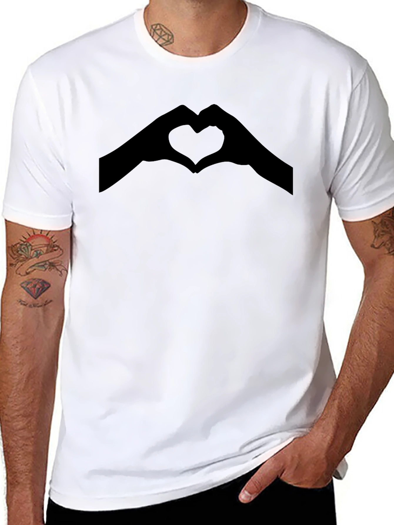Black Heart Hands Graphic Black T-Shirt view 8