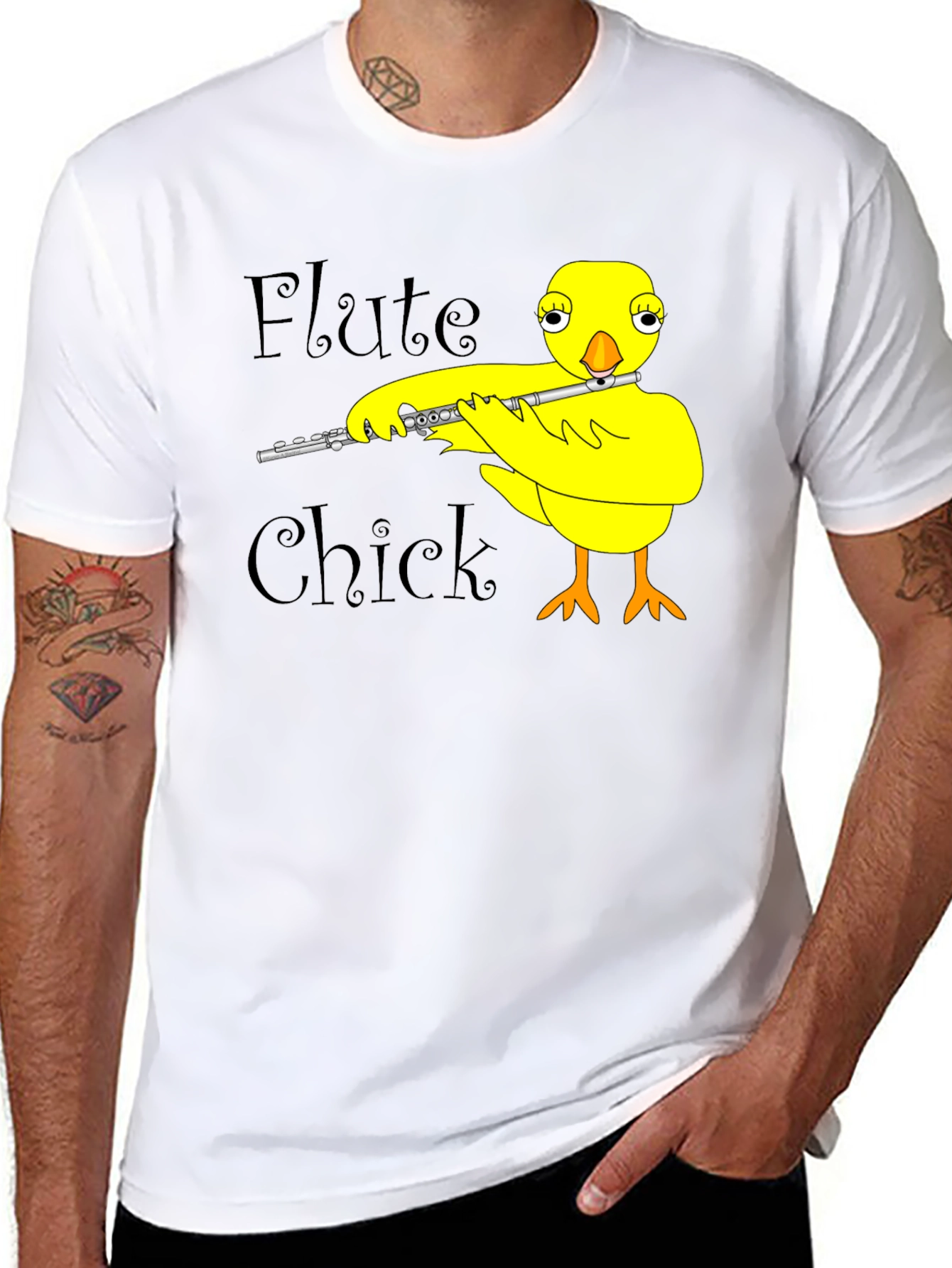 Black Flute Chick Black T-Shirt view 8