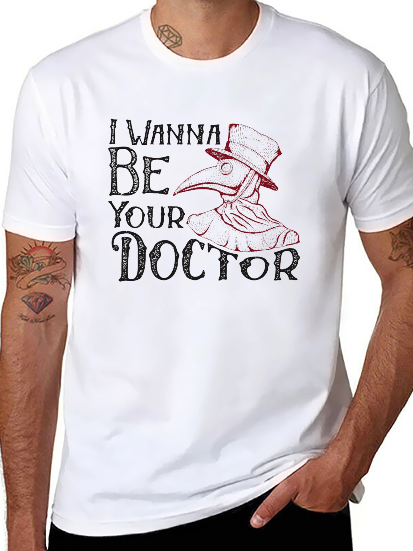 Black Plague Doctor Graphic Tee - Black T-Shirt view 8