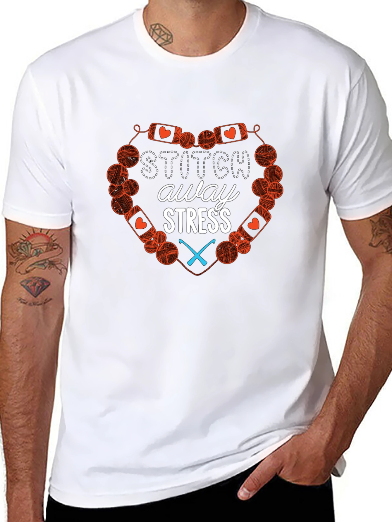 Stitch Away Stress Black Cotton T-Shirt - 8