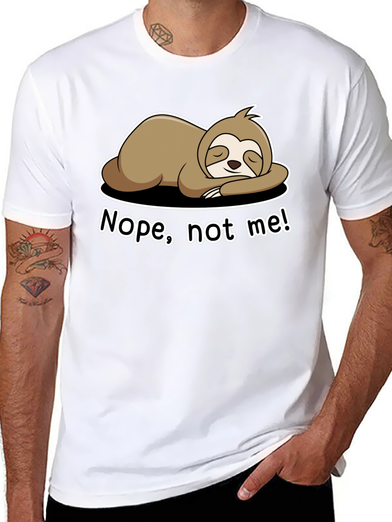 Black Nope, Not Me! Sloth T-Shirt - Lazy Day Comfort view 8