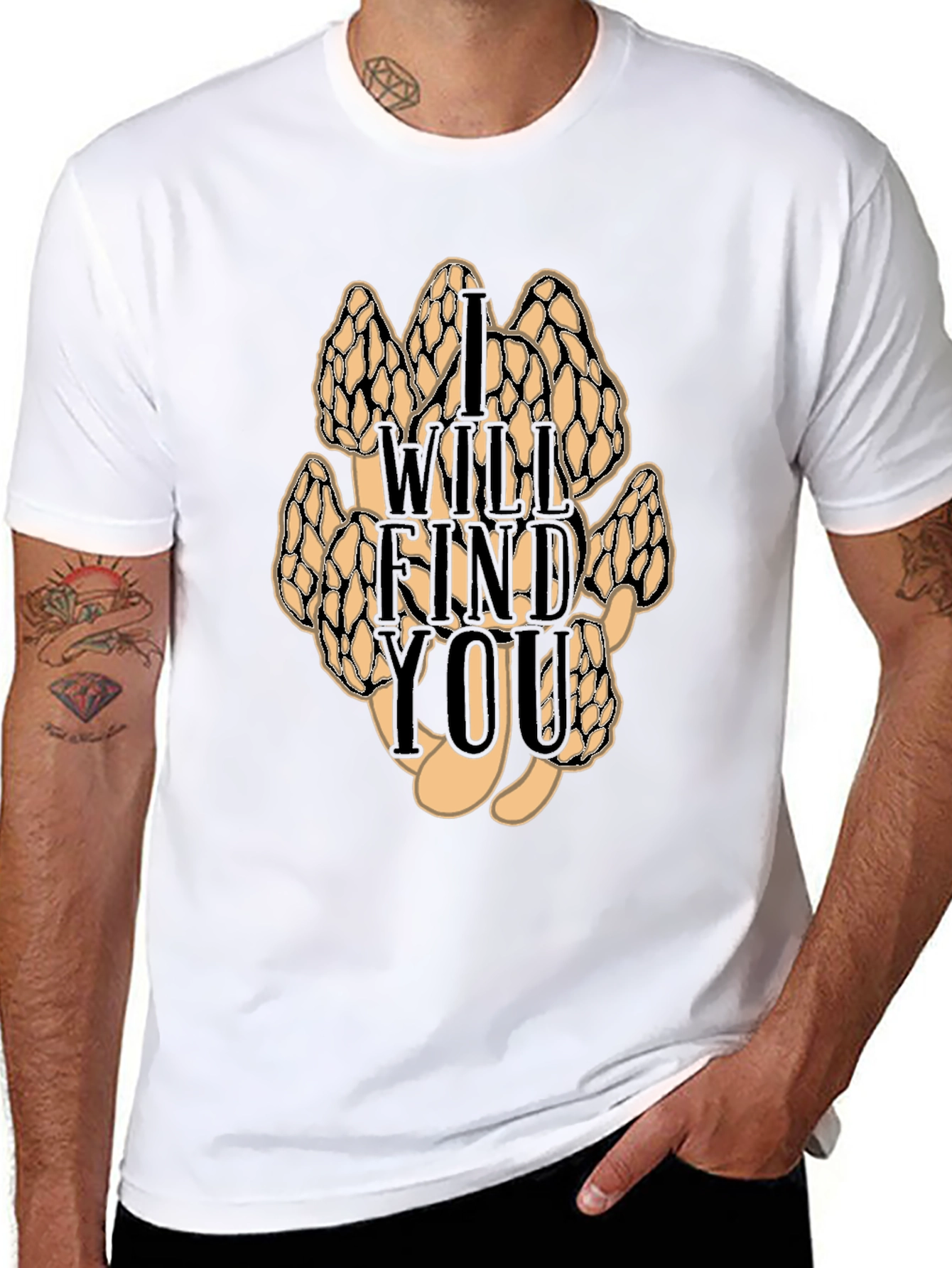 Black I Will Find You Mushroom T-Shirt view 8