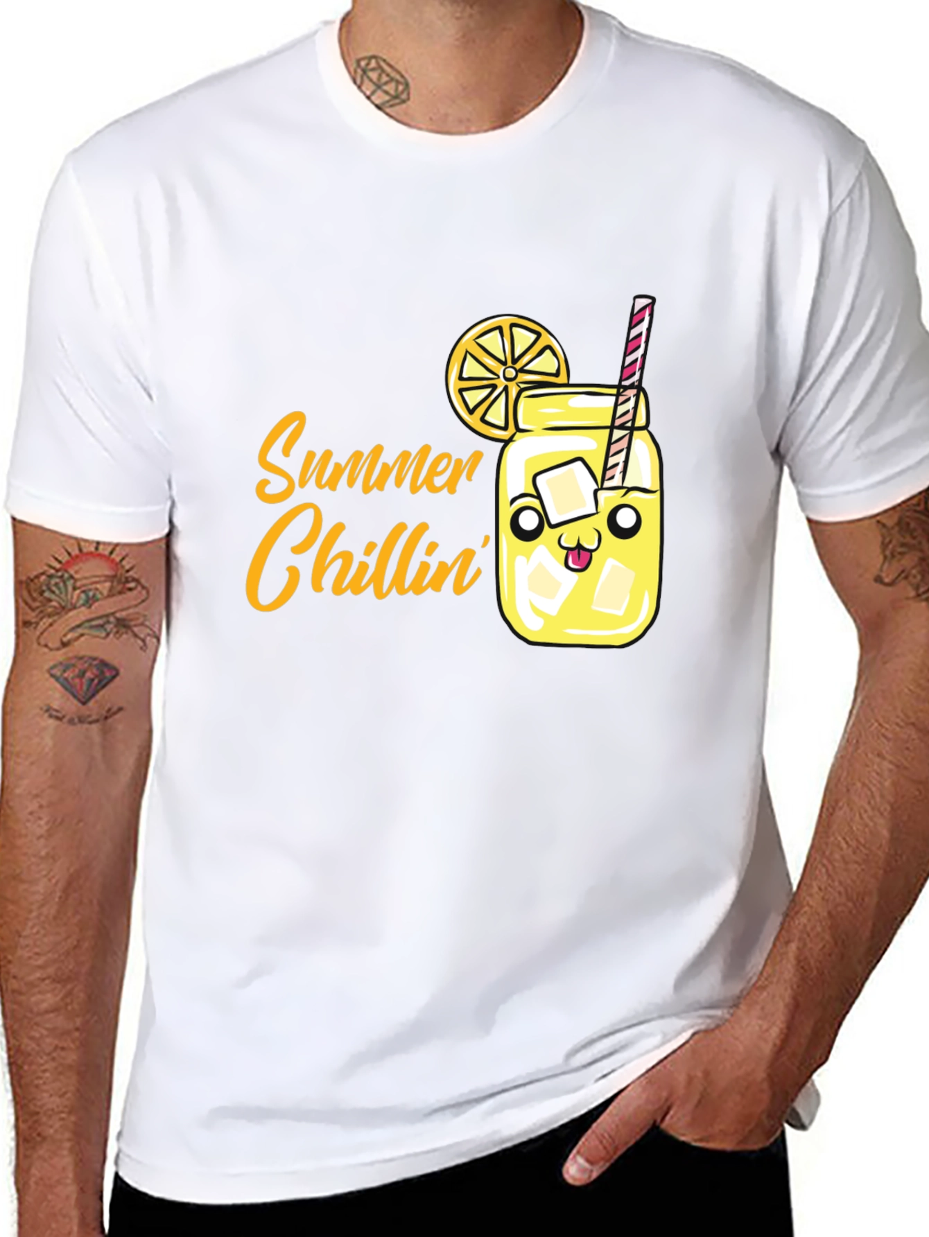 Black Summer Chillin' Graphic Tee - Cute Cartoon Lemonade Shirt view 8