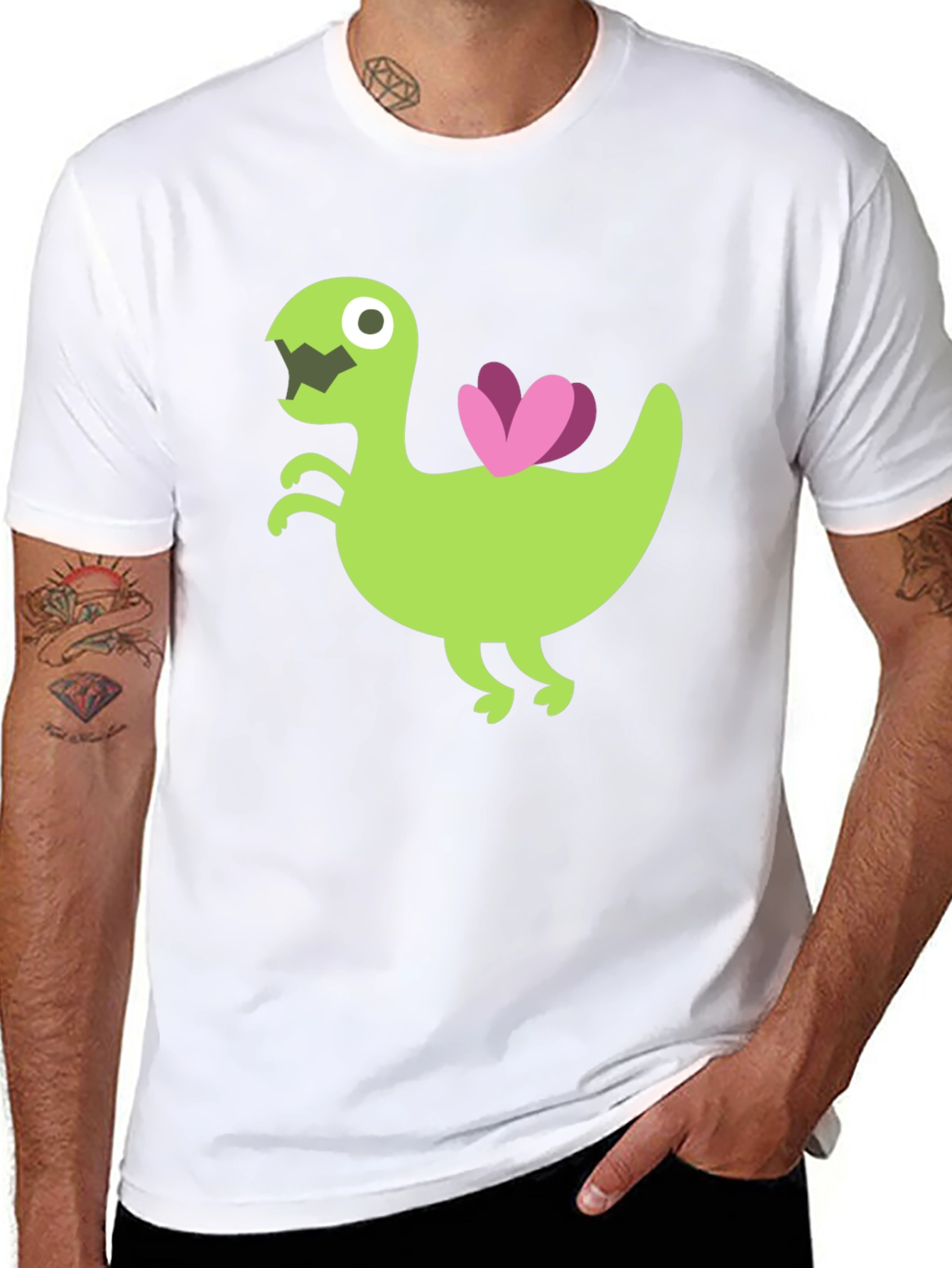 Black Cartoon Dino T-Shirt - Unique Graphic Tee view 8