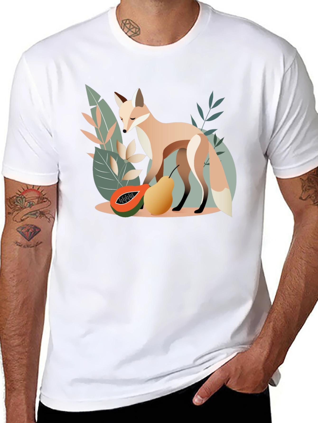 Black Fox and Fruit Graphic Tee view 8