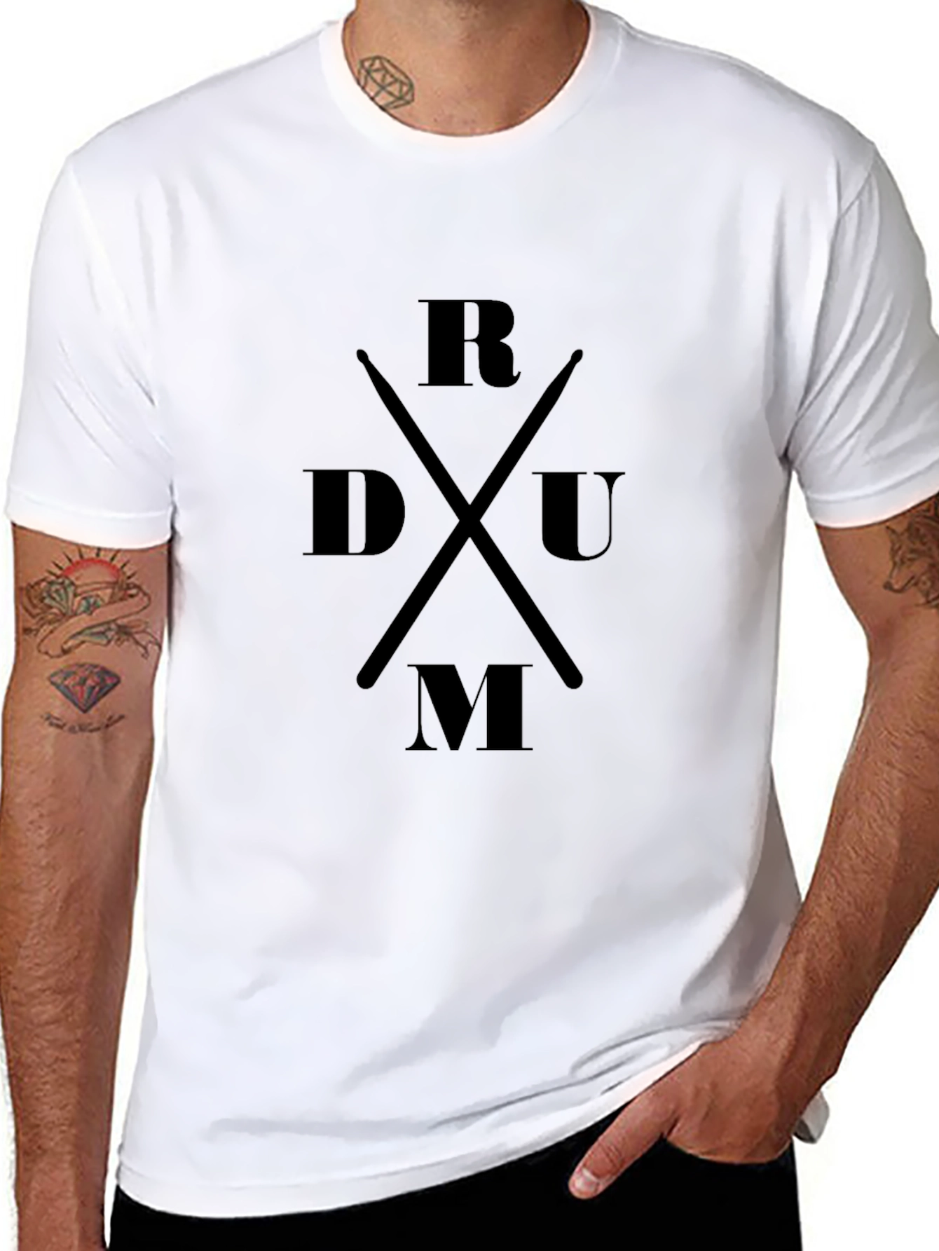 Black Drummer Tee - Black Drum Sticks Music Shirt view 8