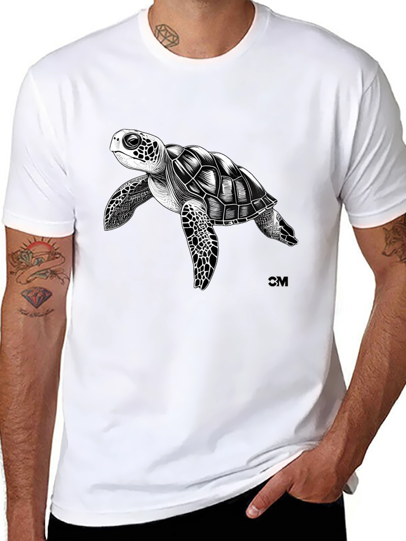 Black Sea Turtle Graphic Tee - Black Cotton Blend view 8