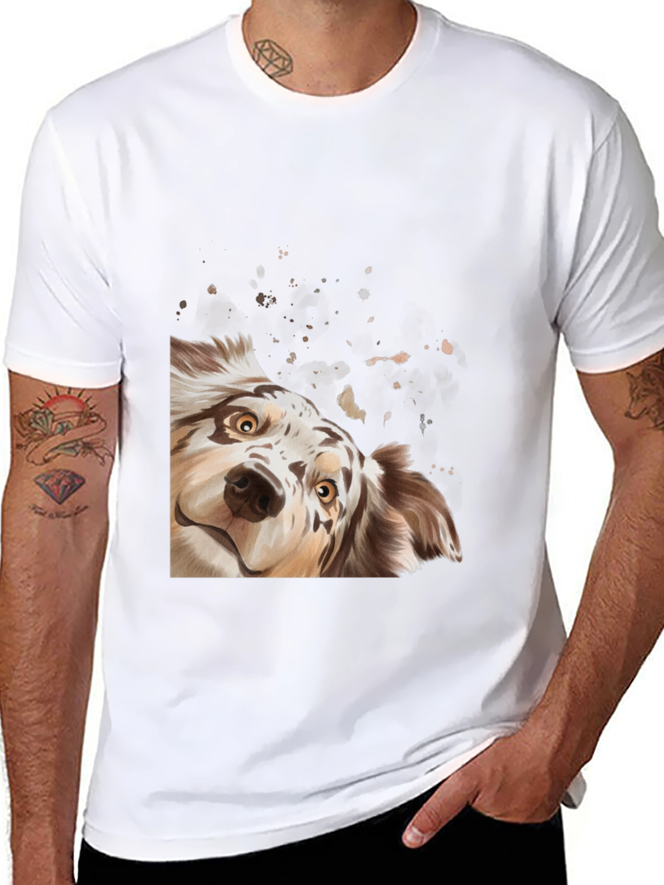 Black Cute Dog Graphic Black T-Shirt view 8