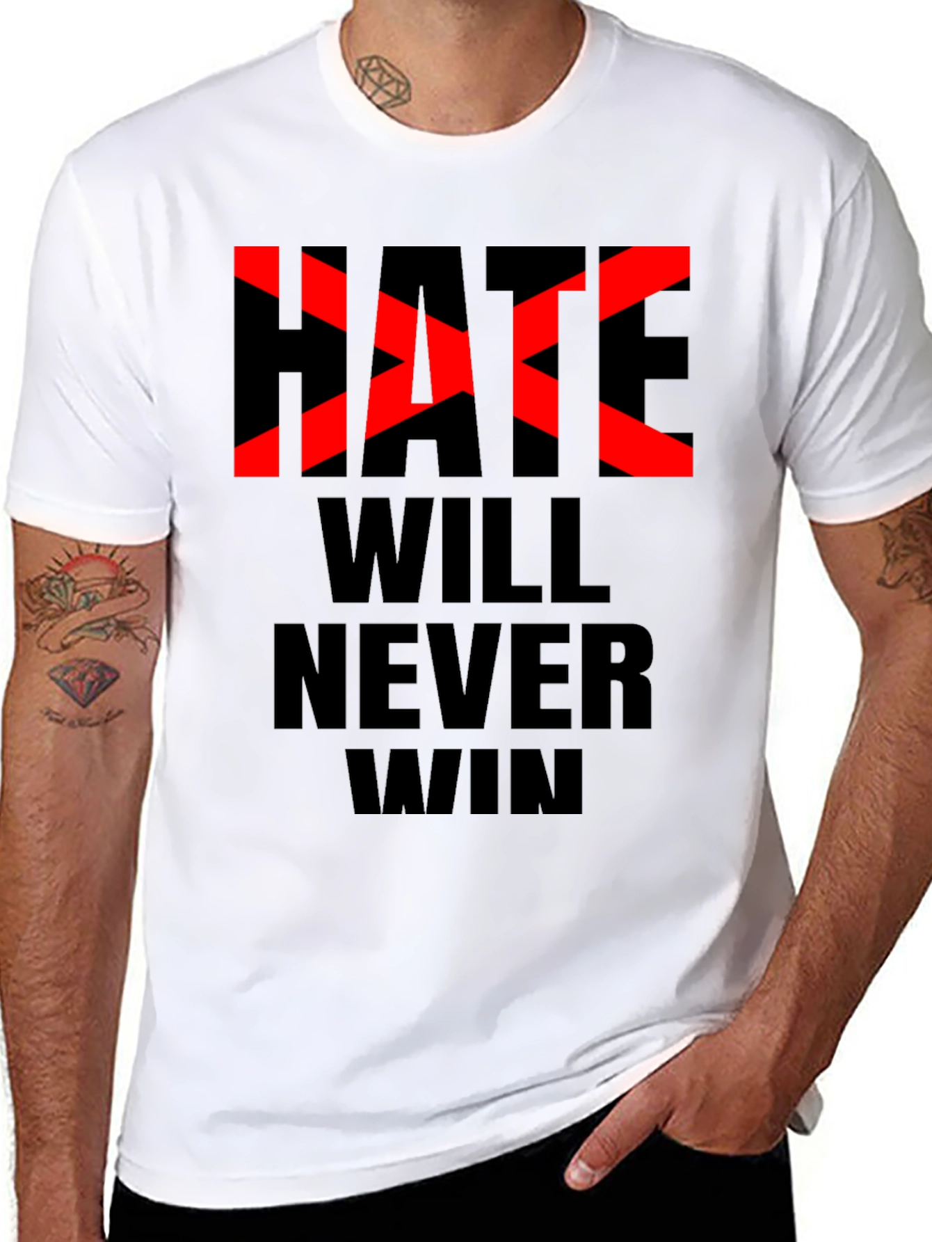 Black Hate Will Never Win Graphic Tee - Black view 8