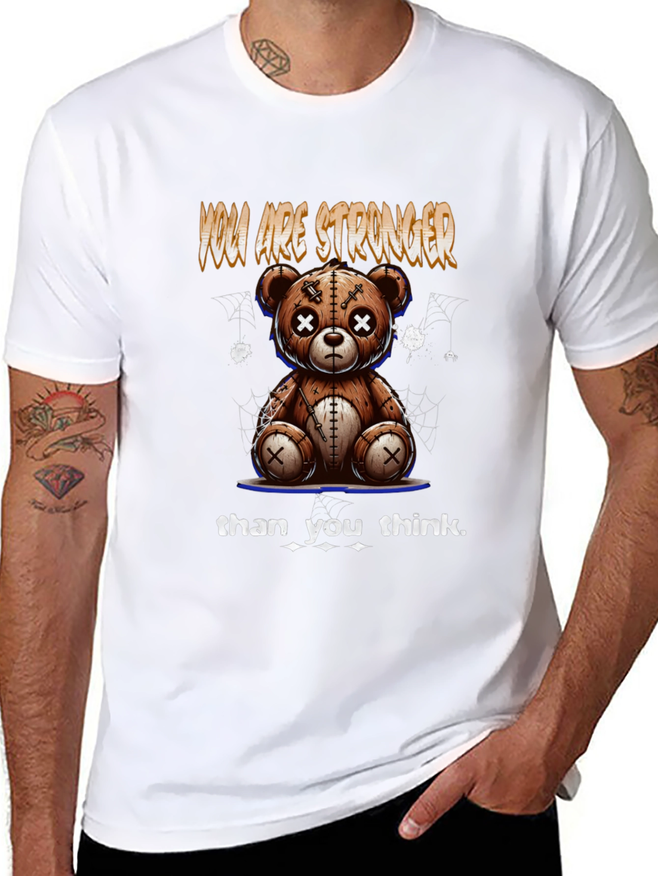 Black Motivational Teddy Bear Graphic Tee view 8