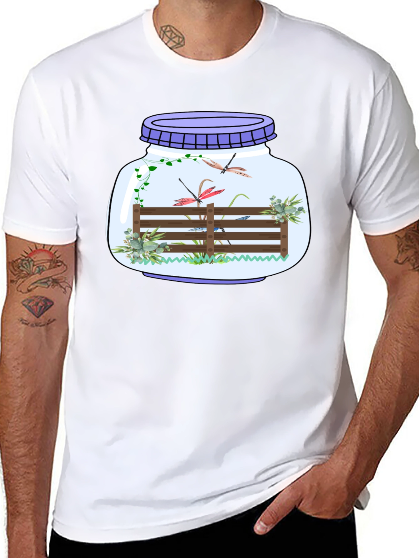Black Dragonfly Terrarium Graphic Tee view 8