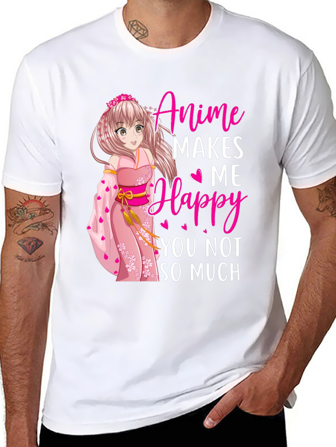 Black Anime Makes Me Happy T-Shirt view 8