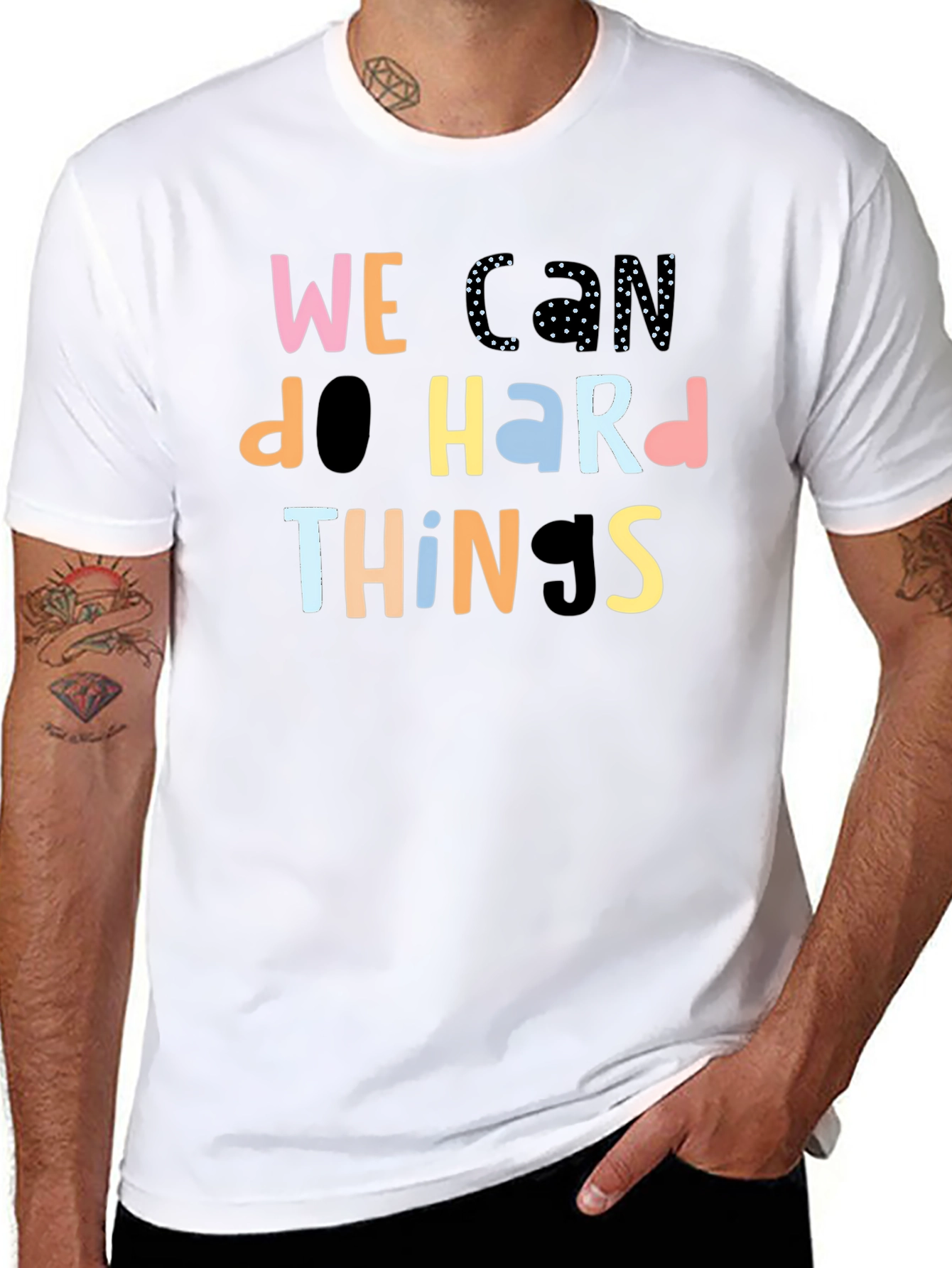 Black We Can Do Hard Things Black T-Shirt view 8