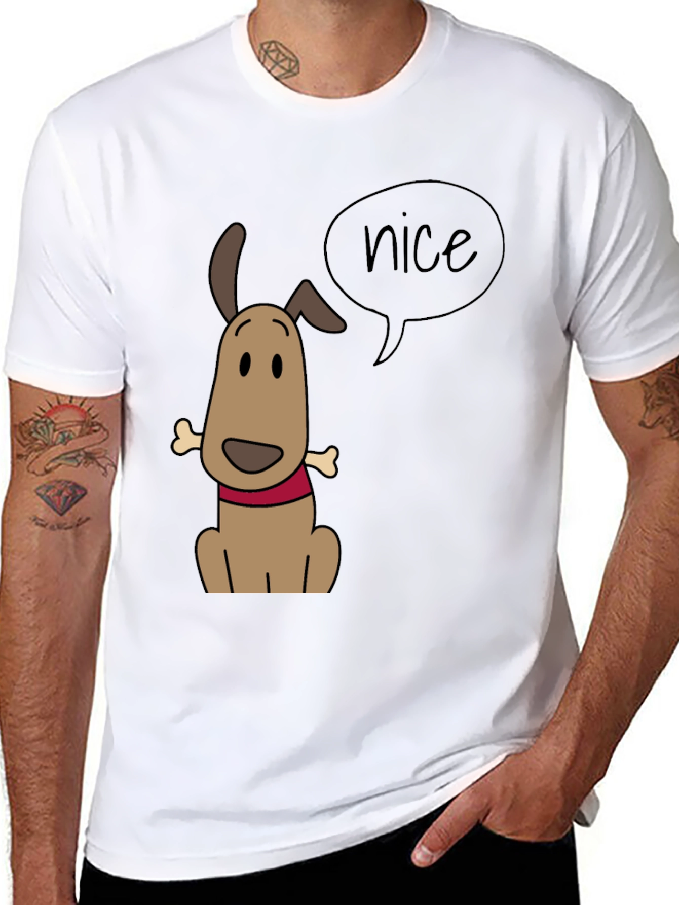 Black Nice Dog Graphic Tee - Black Casual T-Shirt view 8