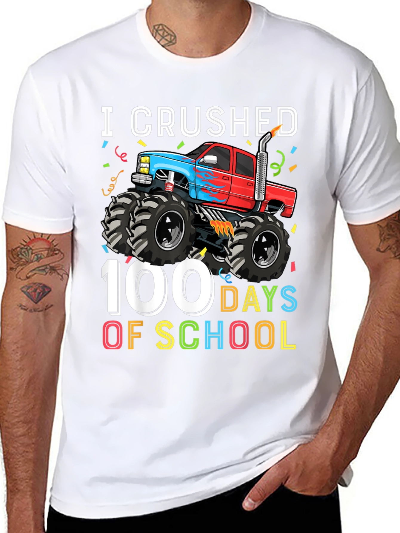 I Crushed 100 Days of School Monster Truck T-Shirt - 8