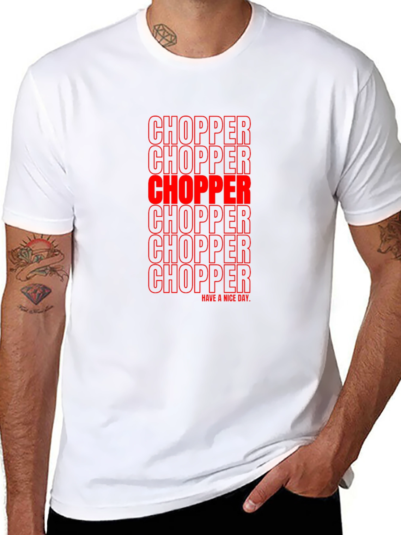 Black Chopper Text Graphic Print Tee - Black view 8