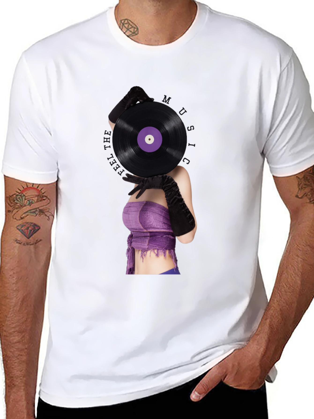 Black Vinyl Record Graphic Tee - Unique Music Lover Shirt view 8