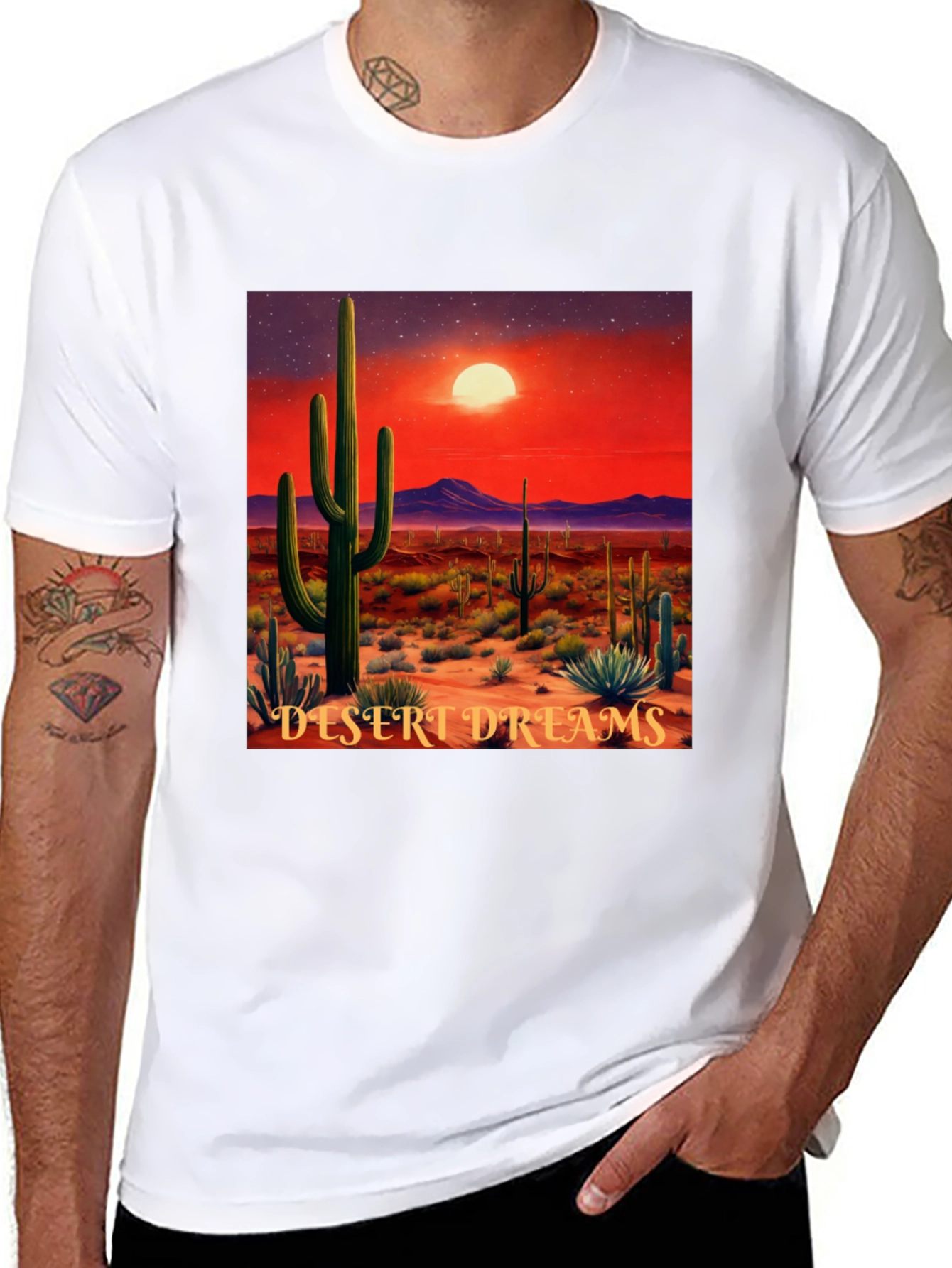 Black Desert Dreams Graphic T-Shirt - Black Cotton Tee view 8