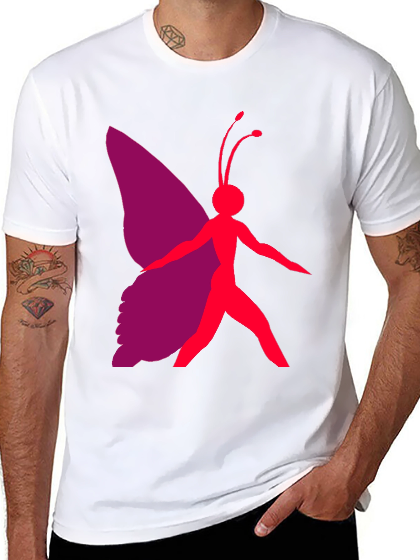 Black Butterfly Graphic Tee - Black Casual T-Shirt view 8