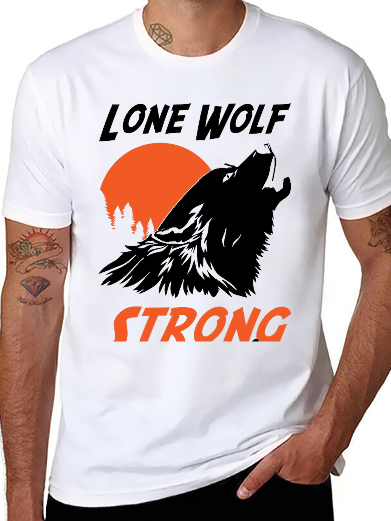 Black Lone Wolf Strong Graphic Tee - Black view 8