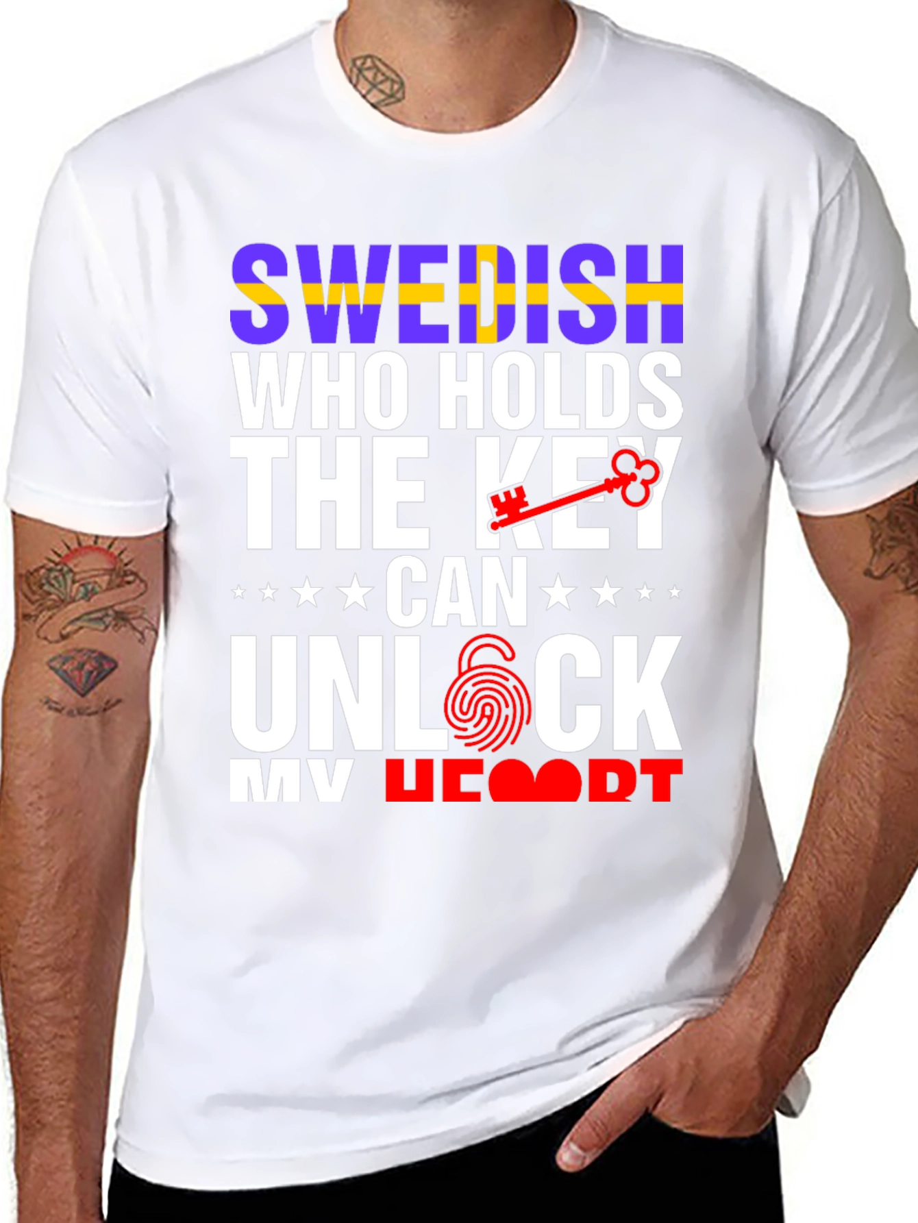 Black Swedish Key to My Heart T-Shirt view 8