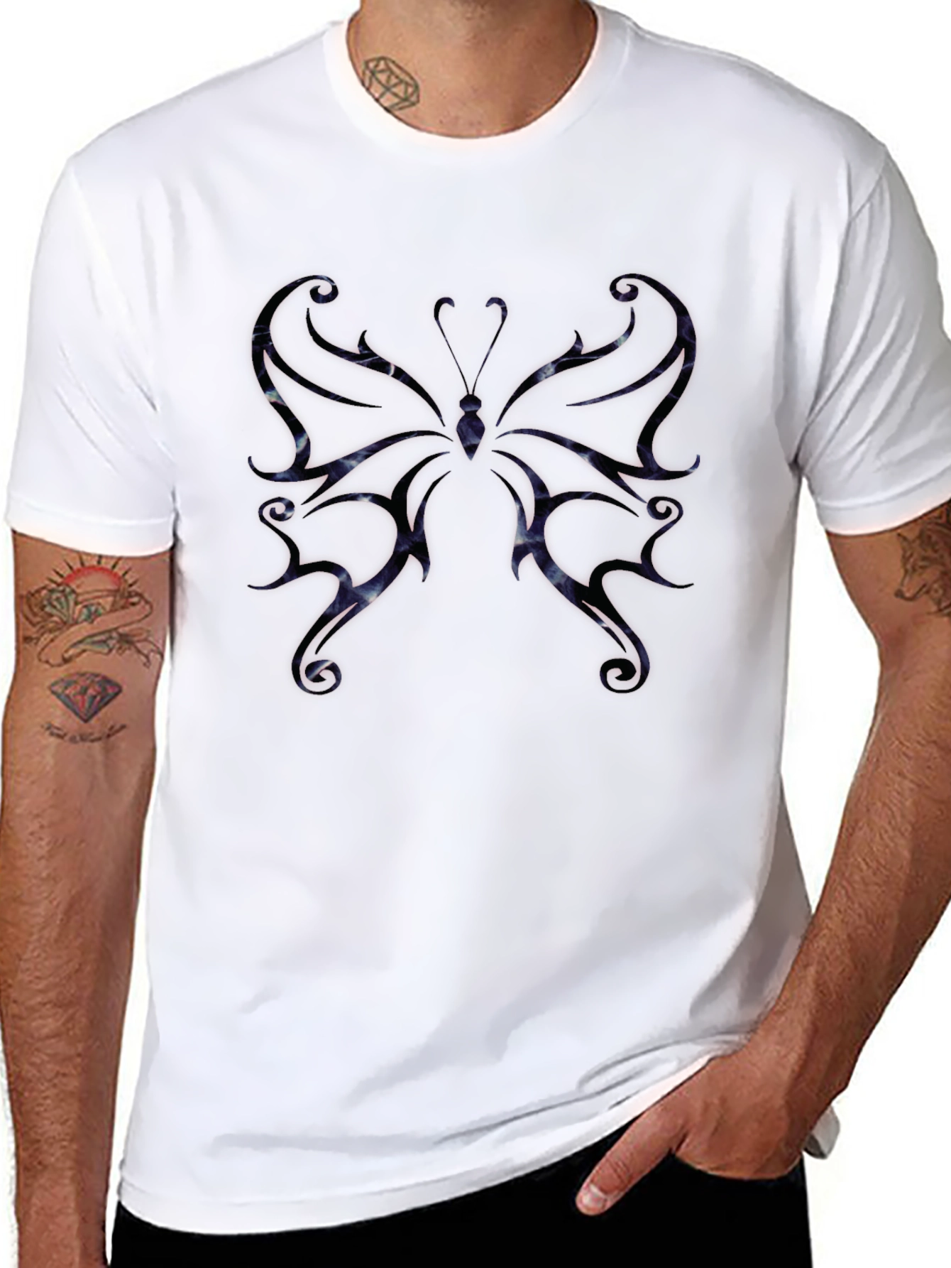 Black Butterfly Graphic Tee - Black Cotton Blend view 8