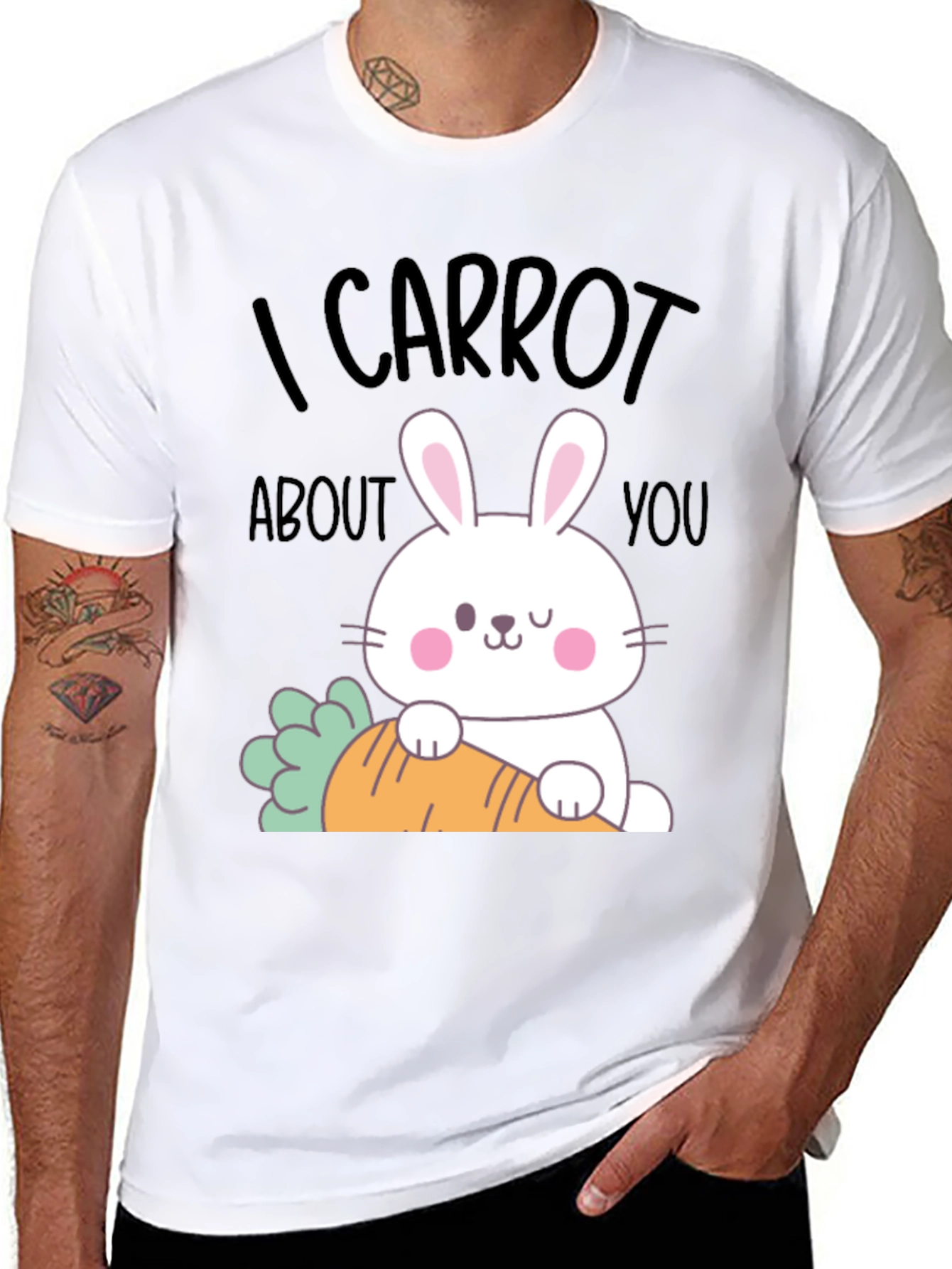 Black I Carrot About You Funny Easter Bunny T-Shirt view 8