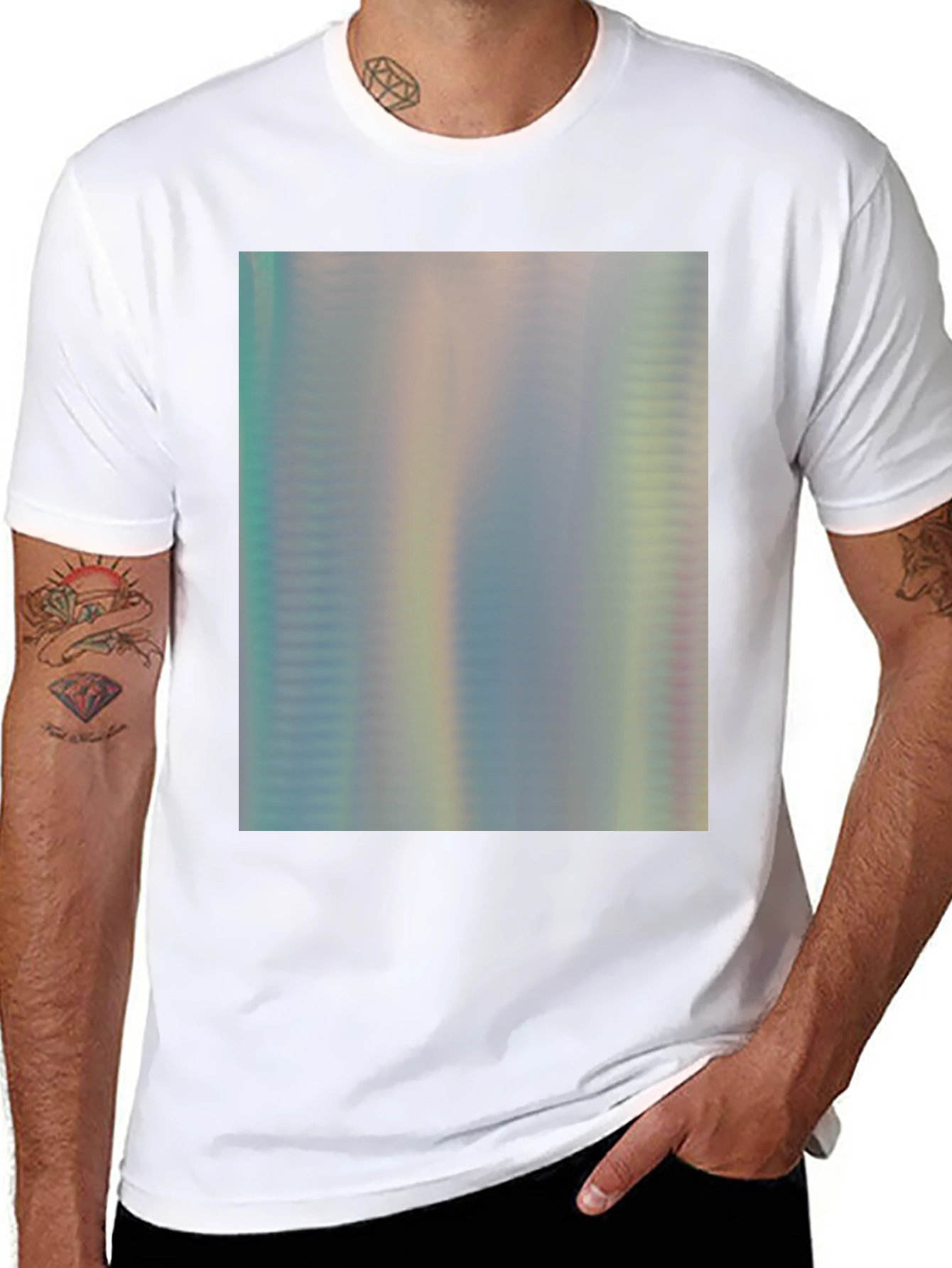 Black Iridescent Shimmer Tee - Abstract Pattern Soft Cotton T-Shirt view 8
