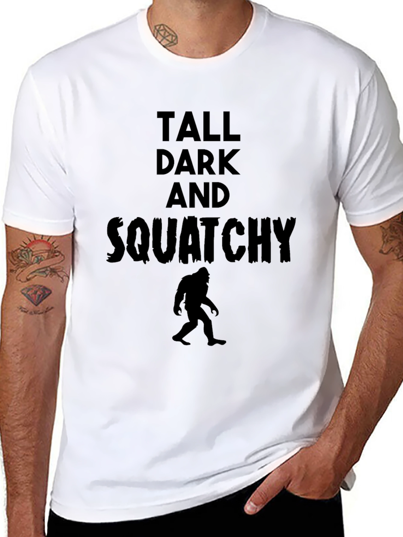 Black Tall Dark and Squatchy Black T-Shirt view 8