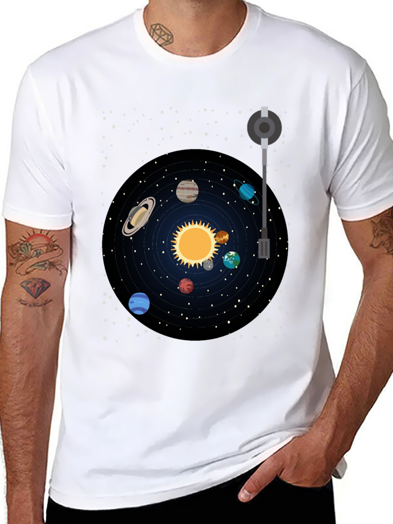 Black Planetary System Graphic Tee view 8