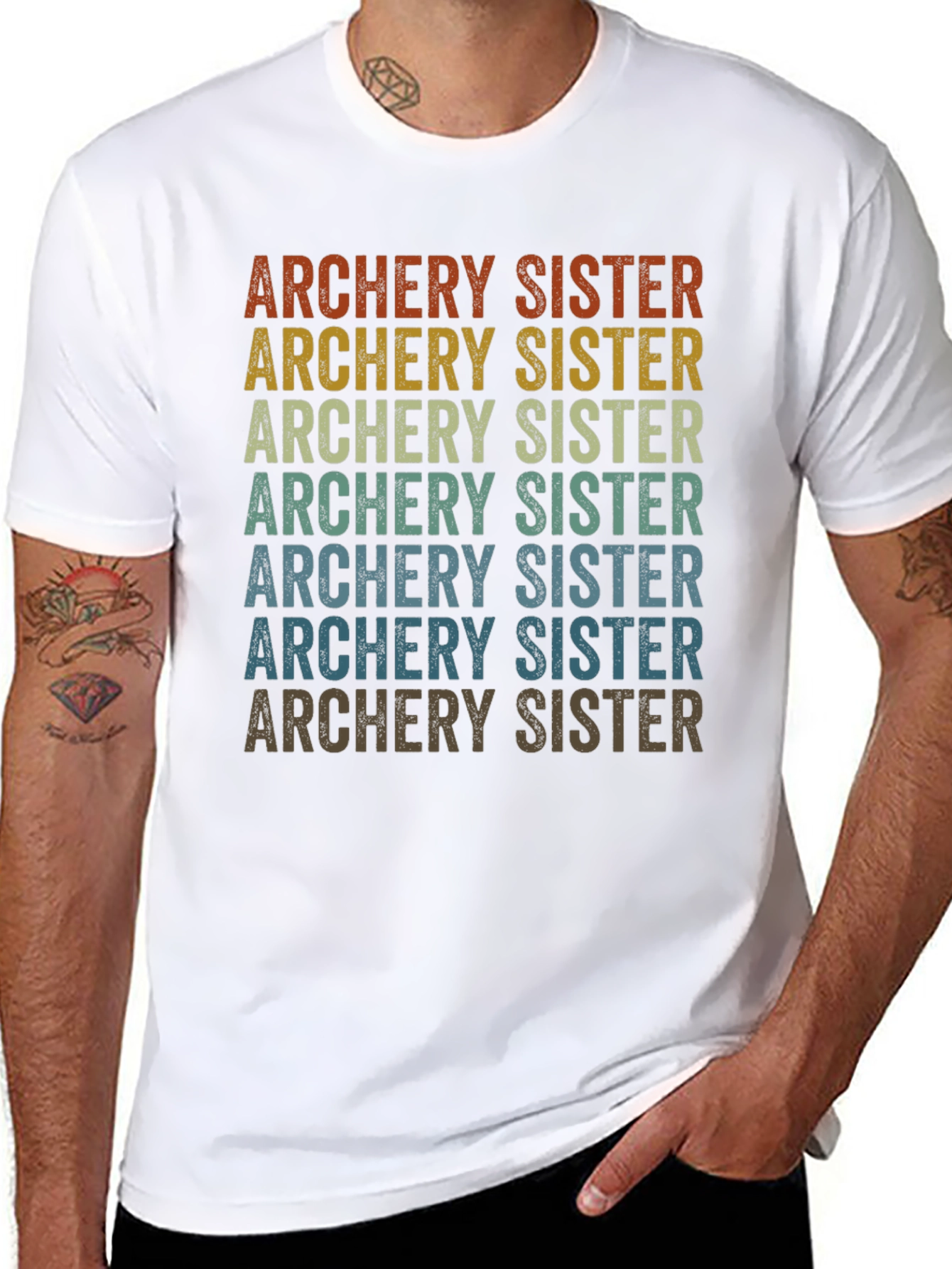 Black Archery Sister Retro T-Shirt view 8