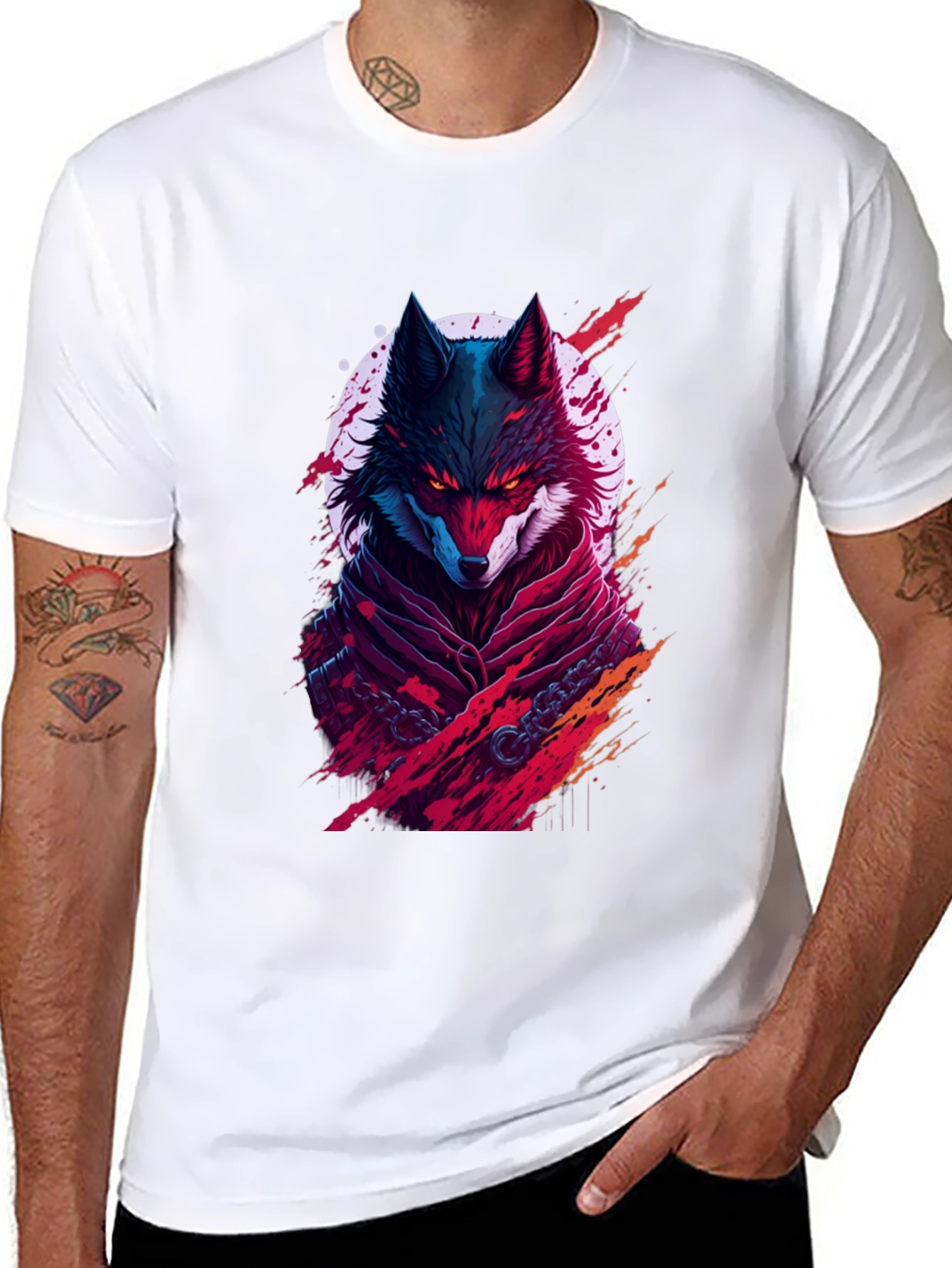 Black Wolf Graphic Tee - Unique Streetwear Design view 8