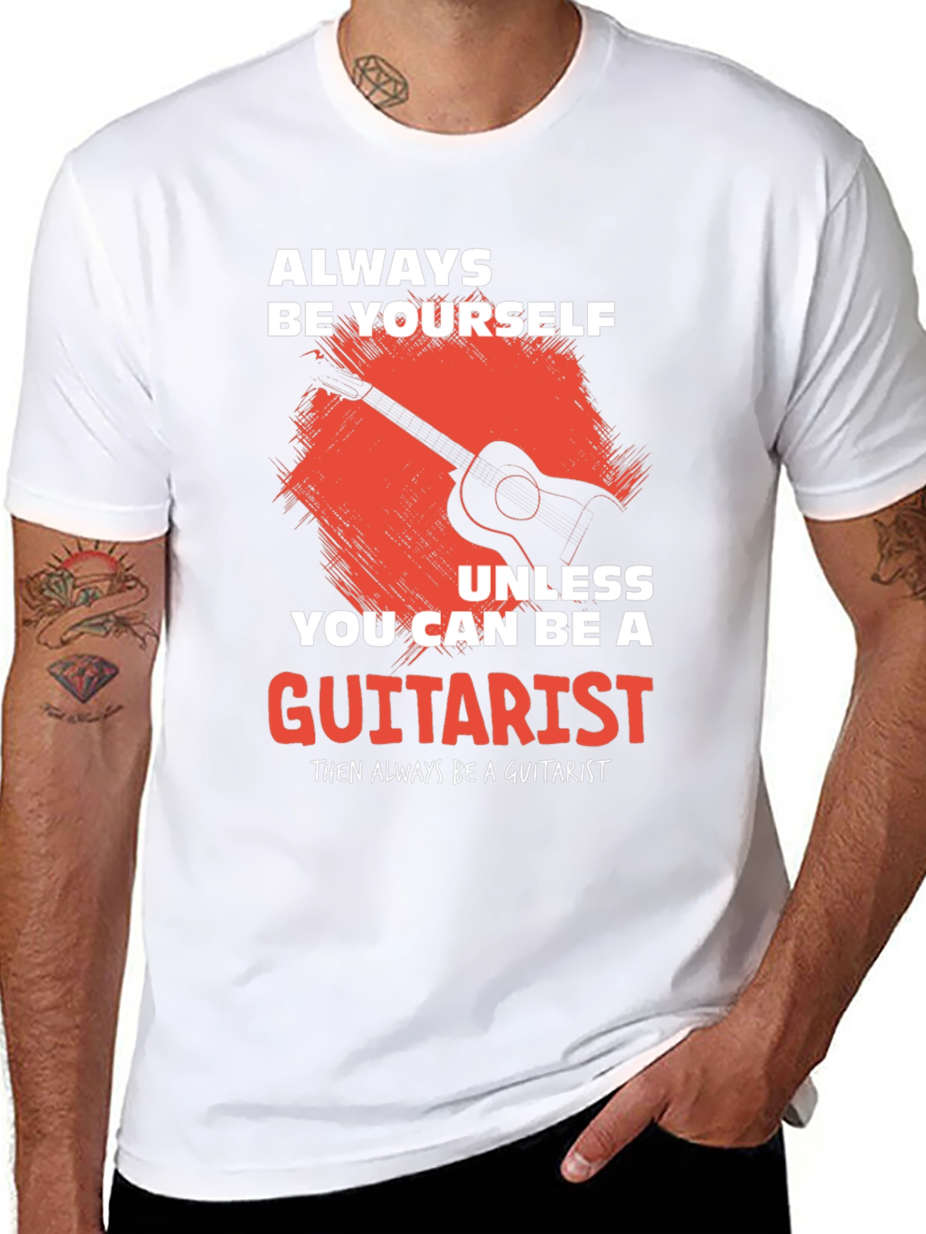 Black Guitarist Graphic Tee - Musician's Humor T-Shirt view 8