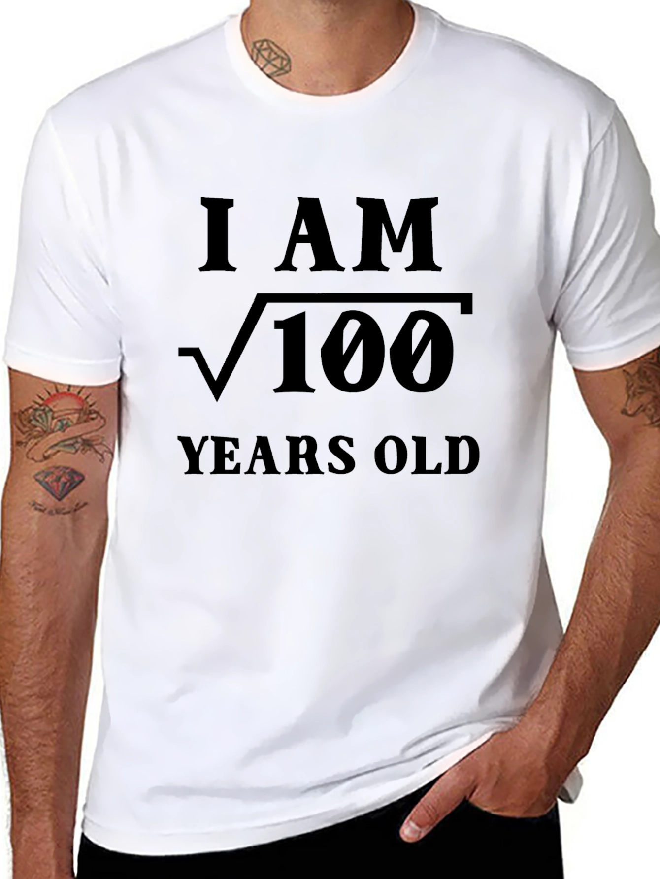 Black I Am Root 100 - Funny 10 Year Old T-Shirt view 8