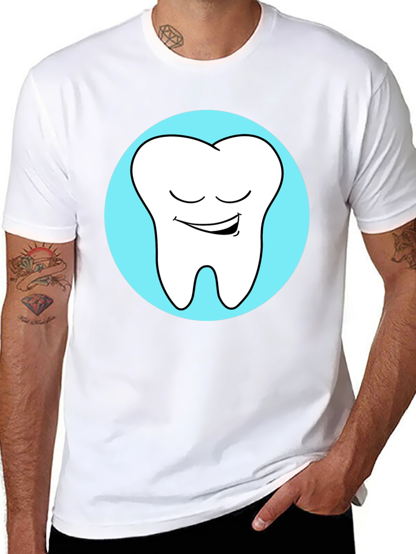 Black Smiling Tooth Graphic Tee - Dentist Humor view 8