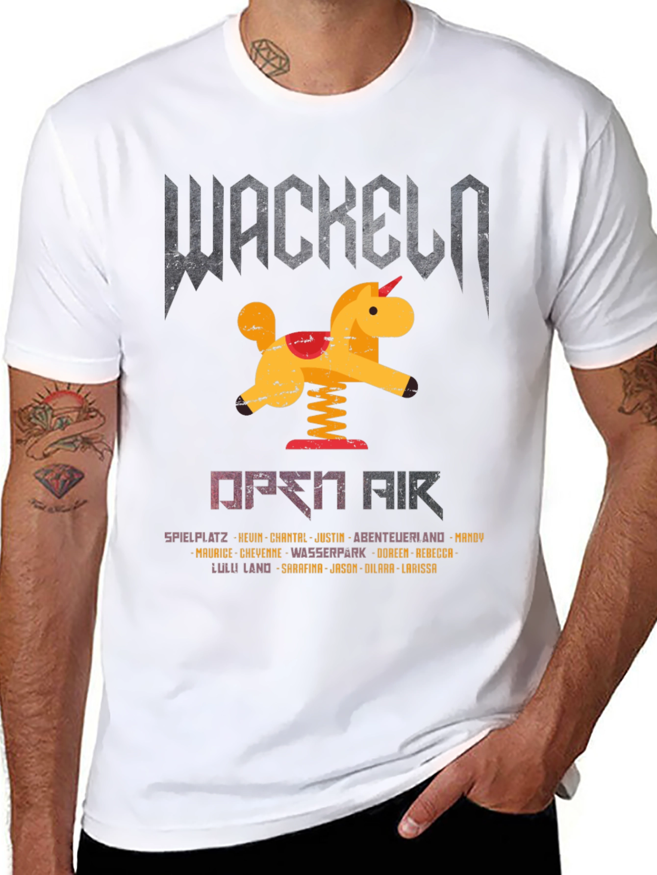 Black Wackeln Open Air T-Shirt, Unicorn Design, Black view 8