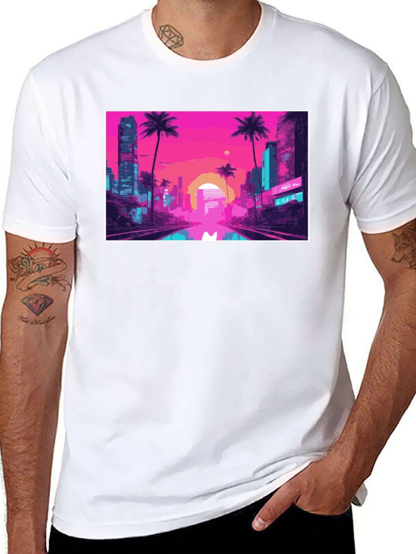 Black Vaporwave City T-Shirt - Retro Aesthetic Tee view 8