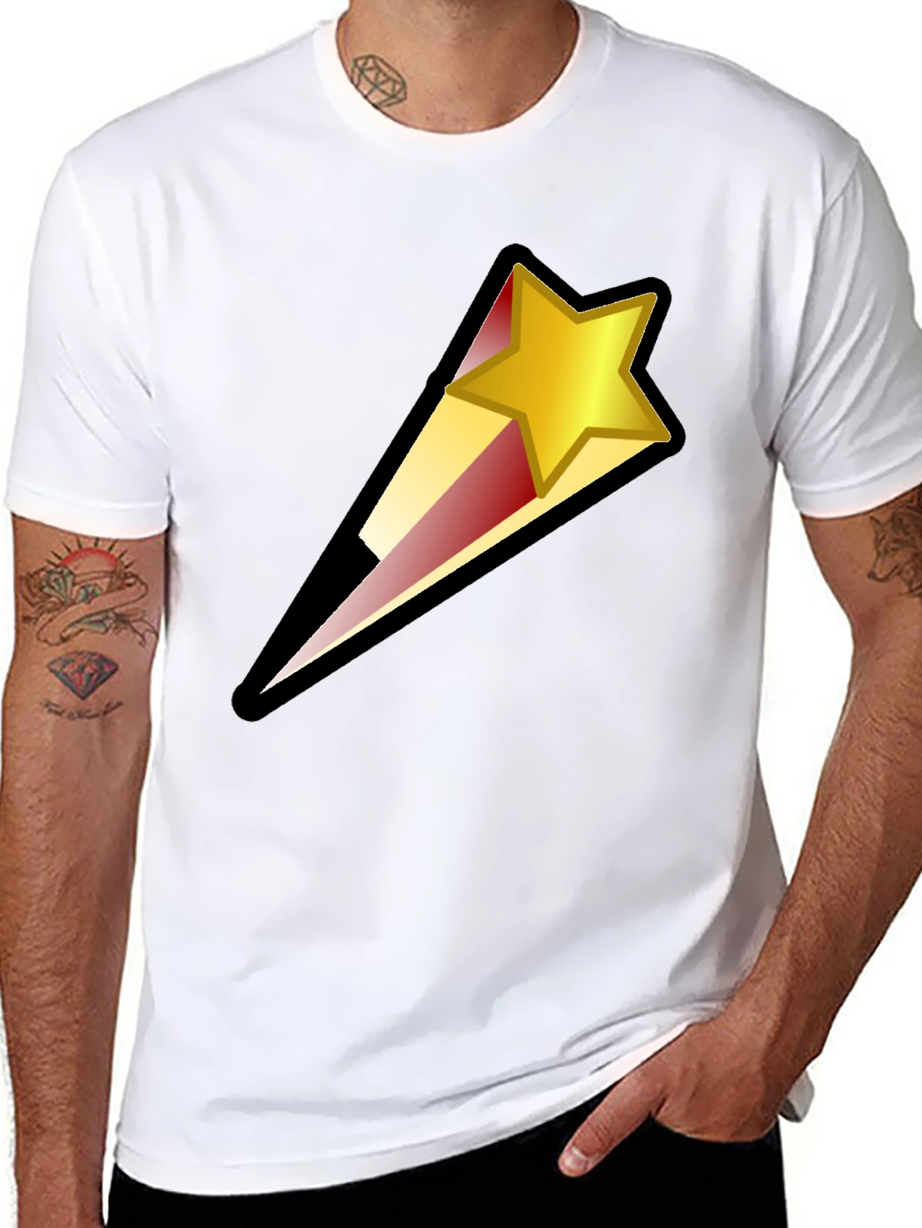 Black Shooting Star Graphic Black T-Shirt view 8