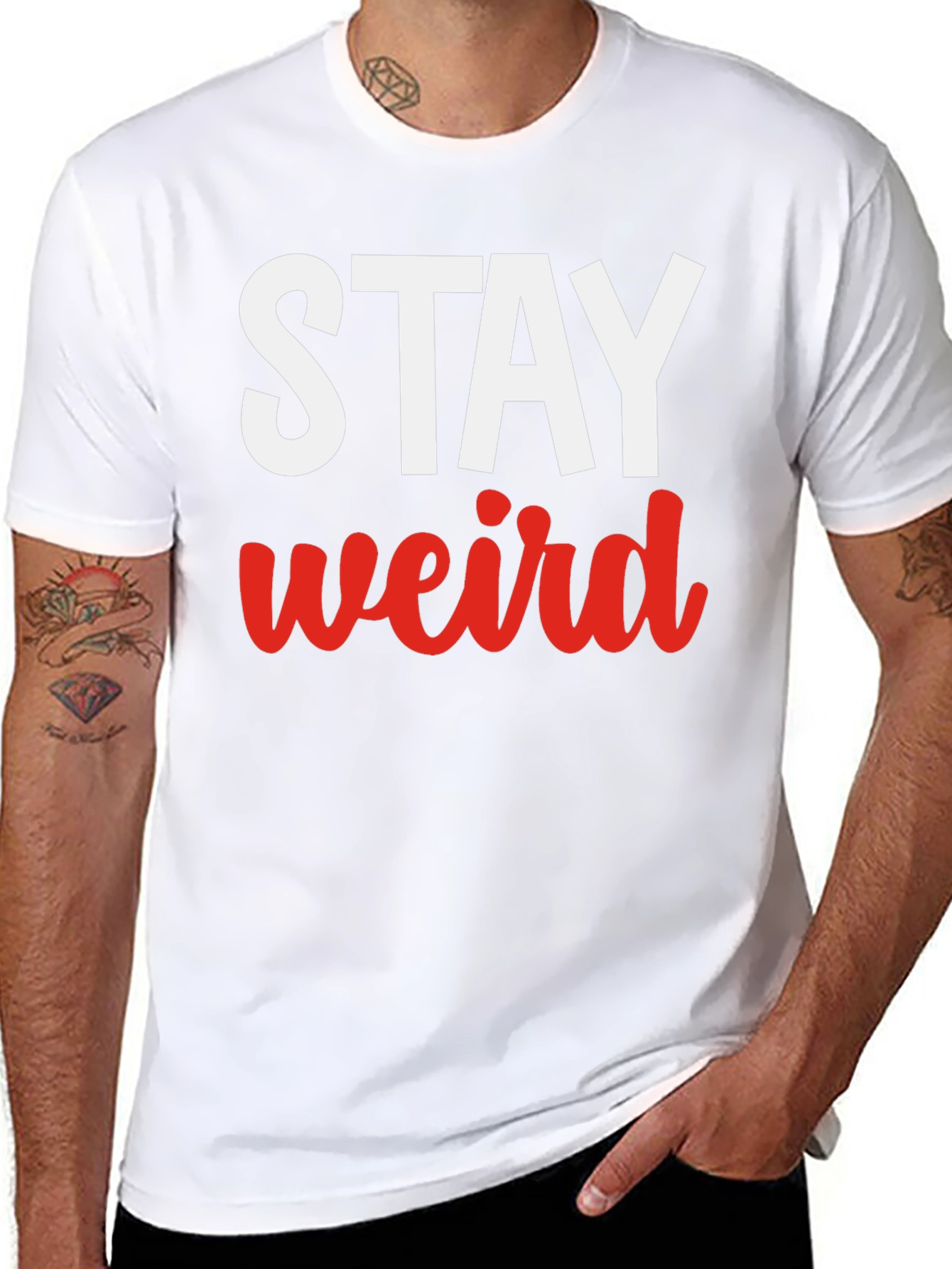 Black Stay Weird Graphic Tee - Black Casual T-Shirt view 8