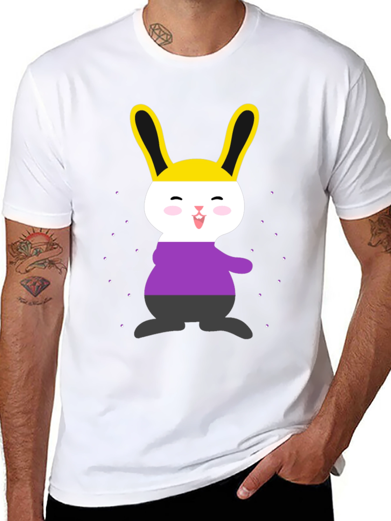 Black Nonbinary Pride Bunny T-Shirt view 8