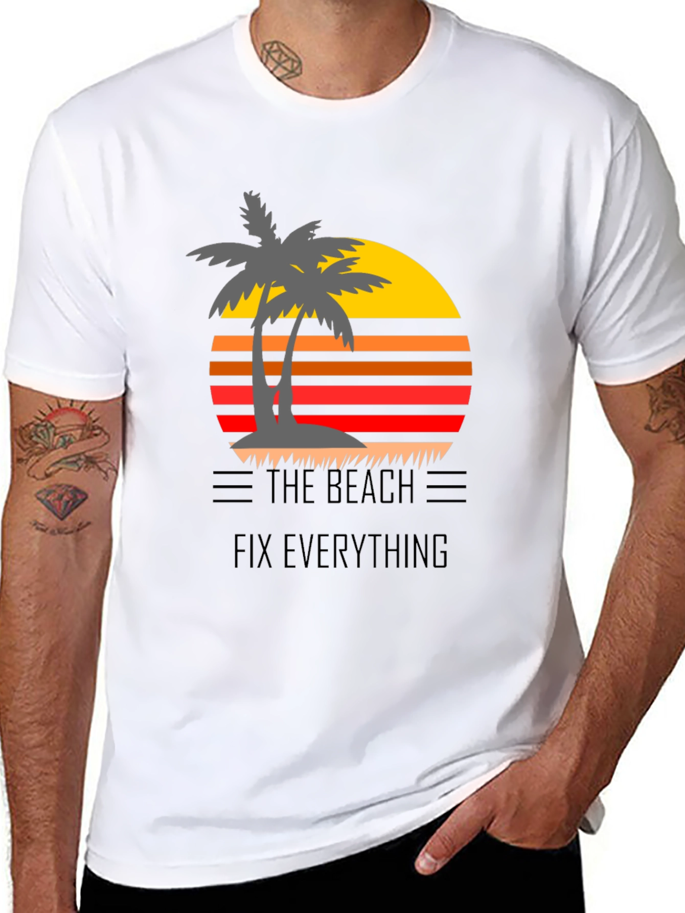Black The Beach Fixes Everything Graphic Tee view 8