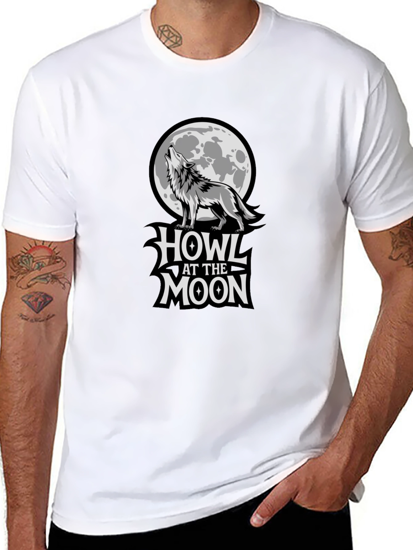 Black Howl at the Moon Graphic Tee - Black Cotton T-Shirt view 8